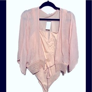 Two piece set body suit with coverup